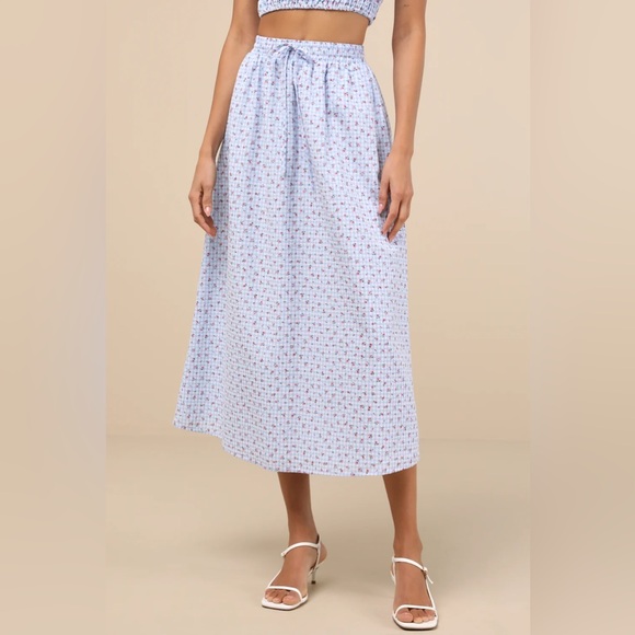 NWT Lulu’s Delightful Blue Gingham Two-Piece Midi Dress - Sz Small - Picture 5 of 12